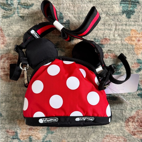 LeSportsac Mini Minnie Mouse Red and Black Polka Dot crossbody purse - Picture 2 of 4